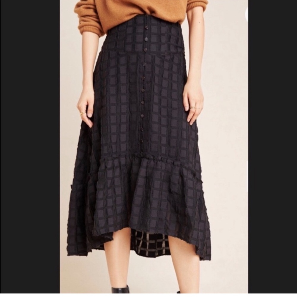 Anthropologie Maeve textured buttoned midi skirt